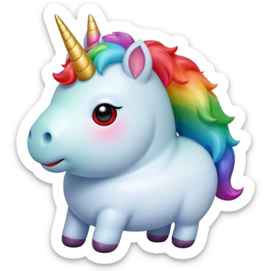 Small chubby unicorn coloured jade, black and red eyes, farting rainbow sticker