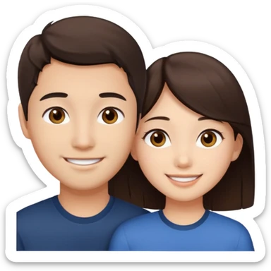 asian girl with brown eyes and dark brown hair, with her white boyfriend that has hazel eyes and light brown hair sticker
