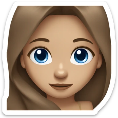 Brown haired straight long hair brown eyes girl  holding a brown and beige pomsky with blue eyes sticker