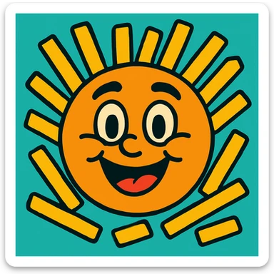 smiling cartoon face with fries sticker
