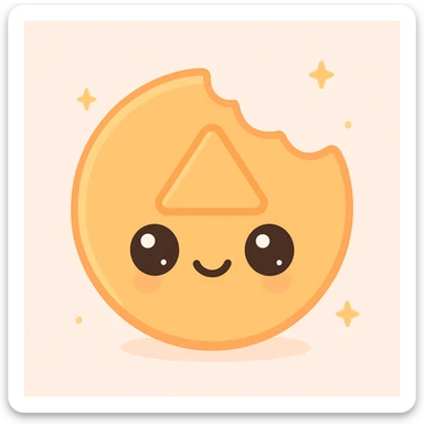 dalgona candy with triangle shape, bitten candy, inspired by Squid Game, kawaii style sticker