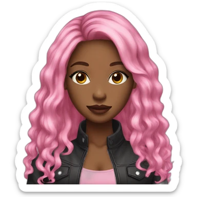Young Black women pink lips long hair sticker