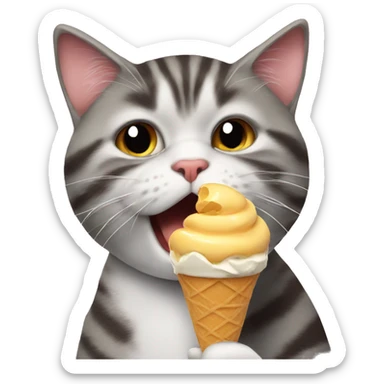 cat eating icecream sticker
