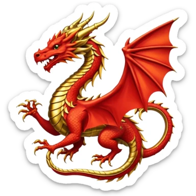 Simple fiery royal Dragon crest/brosch sticker
