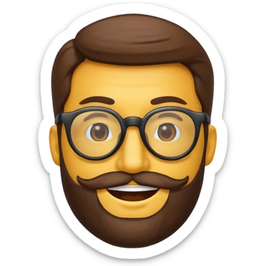 Quiero un emoji de un hombre pelado, con lentes y barba sticker