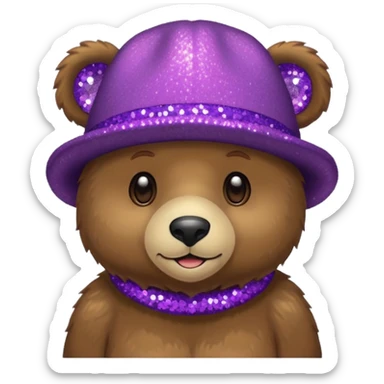 Urso adulto com boné roxo com glitter sticker