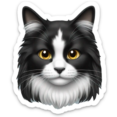 Black and white long haired cat sticker