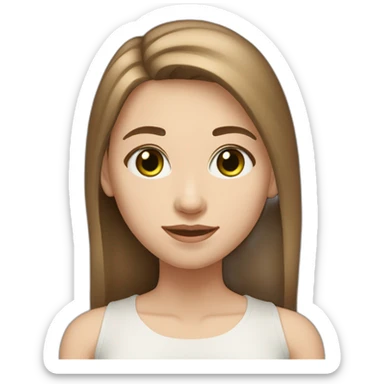 16-year-old Argentine girl with white skin. Medium green eyes. Light brown hair in the shape of a heart on the forehead, straight. rounded face sticker