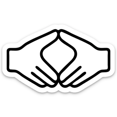 two hands in the Merkel-Raute position, fingers and thumbs touching to form a diamond, simple and iconic minimalistic icon style sticker