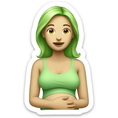 Pregnant woman all in light green with light green skin  sticker