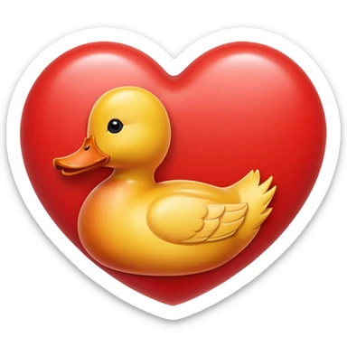 Love heart duck sticker