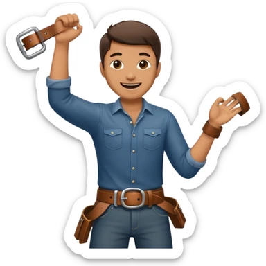 A man  throwing a belt to someone’s ass sticker