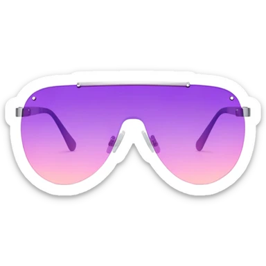 gradient pink to purple frameless visor sunglasses, Y2K aesthetic, single lens design sticker