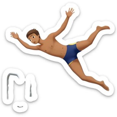 A person throwing himself off of a diving board, looking determined. Below them is a pool of water labeled “Confidence.” Instead of hesitating, they count 5-4-3-2-1 and jump in, representing taking action despite fear. sticker