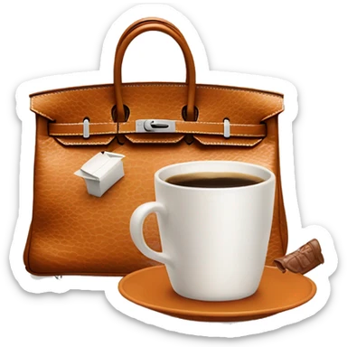 Hermes Birkin bag with cup of coffee  sticker