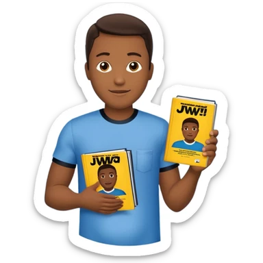 Duas Testemunha de jeová pregando com um display de revistas com JW na frente sticker