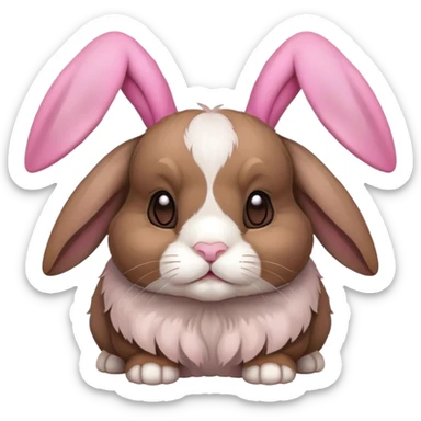 brown holland lop bunny (portrait, facing forward, iOS 17 style, happy) sticker