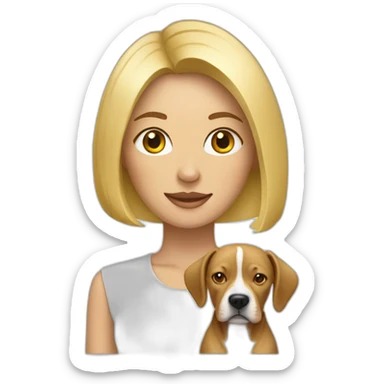 Blond lady with shoulder length bob haircut and a Pitbull dog sticker