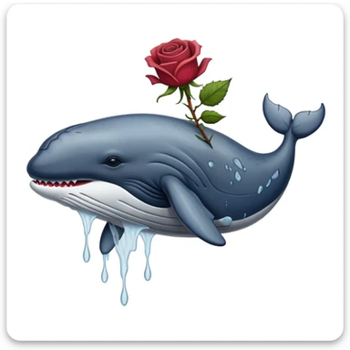 whale with wilted rose coming out of spout sticker
