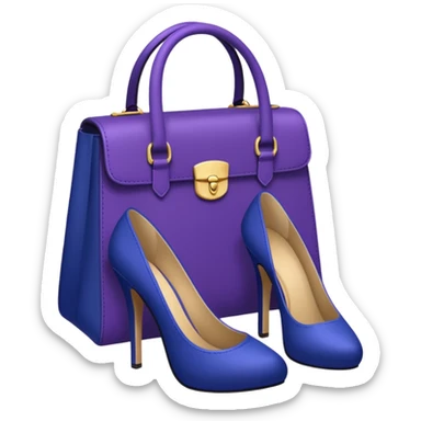 royal purple heels, cosmetics and deep blue bag emojis sticker