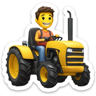 happy person driving giant tractor sticker