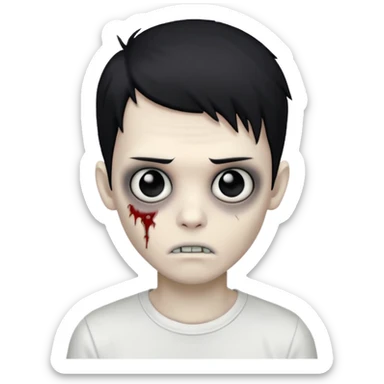 zombie boy with emo hair and white shirt sticker