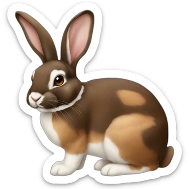 Harlequin rabbit breed light and dark brown sticker