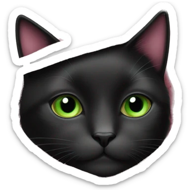 cozy black cat with green eyes in pink blanke sticker