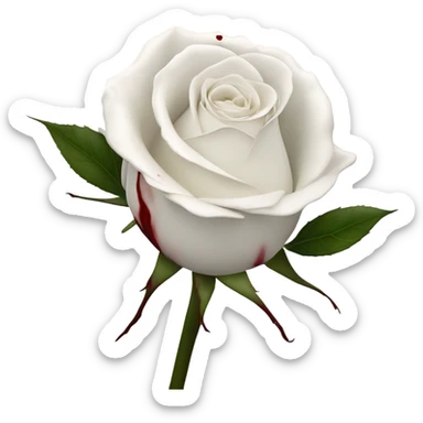 White rose with blood on it  sticker