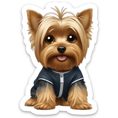 yorkie wearing jordan sticker