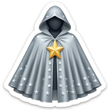 a fantasy  magic, silver color with star pattern cloak sticker