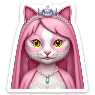 pink cat bride sticker