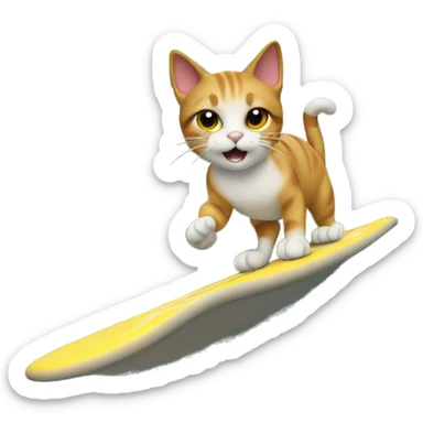 Cat surfing on a wave sticker