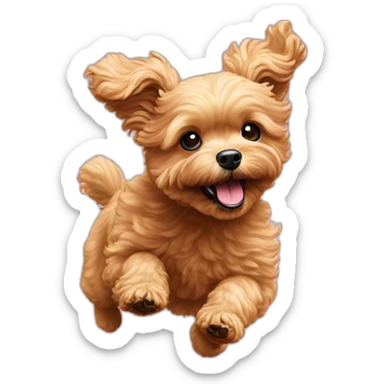 golden maltipoo jumping sticker