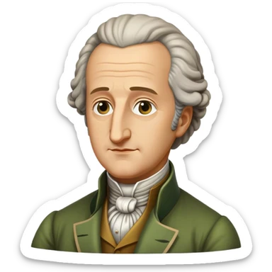 Cinematic Realistic Johann Wolfgang von Goethe Portrait Emoji, depicted as an intellectual literary giant with a thoughtful gaze and refined attire, rendered with detailed textures and warm classical lighting that captures his enduring literary influence. sticker