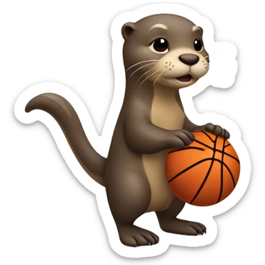 otter shooting a basketball  sticker