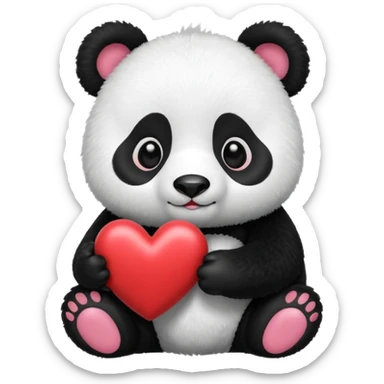 Panda with hearts sticker