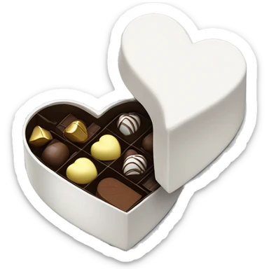 white heart shaped box with chocolates in it sticker
