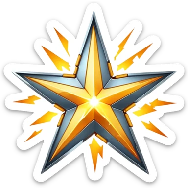 Half-broken star with sparks coming off sticker