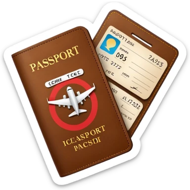 brown passaport and fly tickets sticker