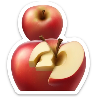red apple with bite taken out sticker