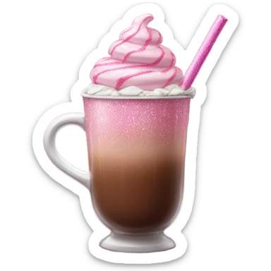 Fancy Hot chocolate with pink straw and pink glitter sticker
