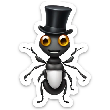 Ant with a top hat sticker