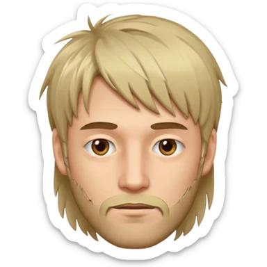 Man with long messy fringe sticker