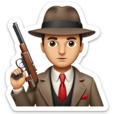 mafia gangster with tommy gun sticker