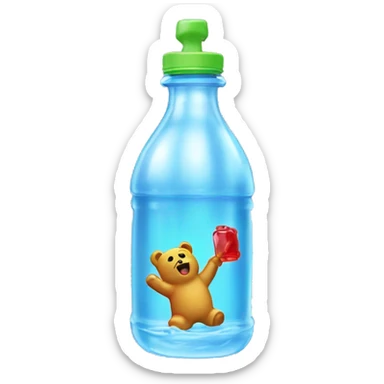 Gummy bear being precisely shot inside a water bottle  sticker