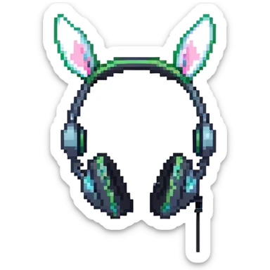 headphones with bunny ears, gaming accessories sticker