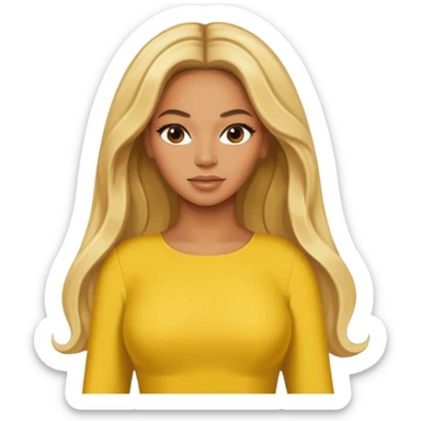 Beyonce with yellow outfit, blonde long hair sticker