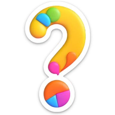 a floating question mark with a colorful and modern circular border, 3D emoji style, no text sticker