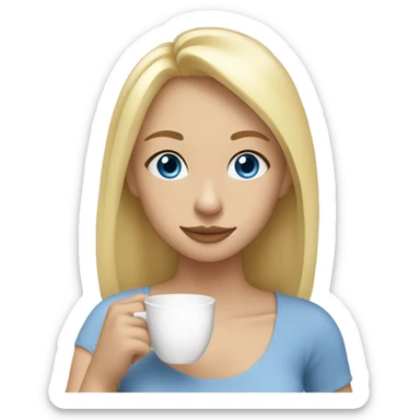 Girl (blue eyes, blonde hair) sipping tea sticker